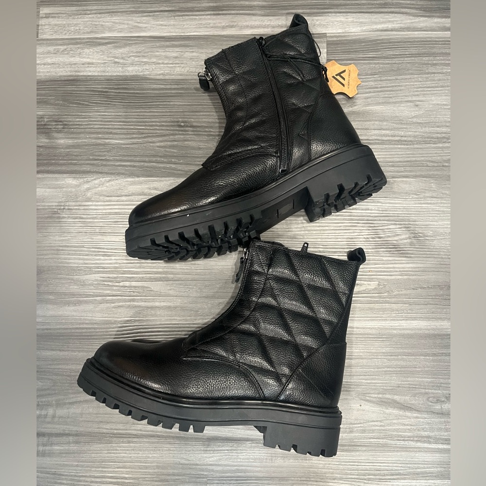 Black Quilted Combat Boots